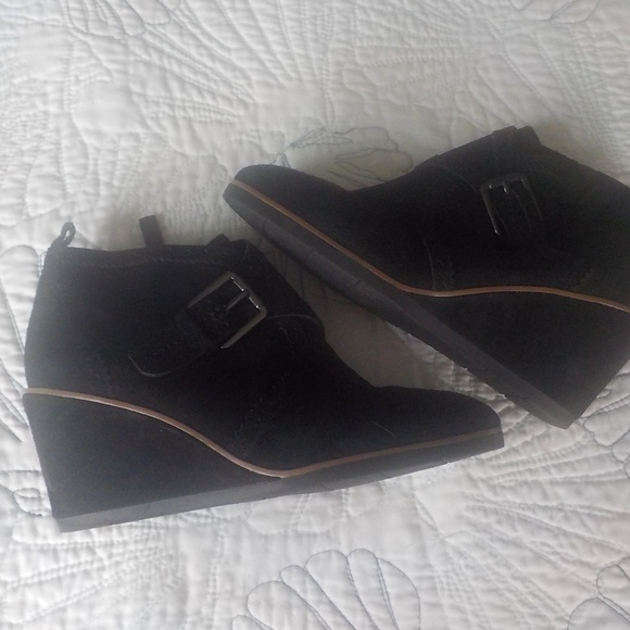 Black Wedge Ankle Boots - Picture 1 of 7